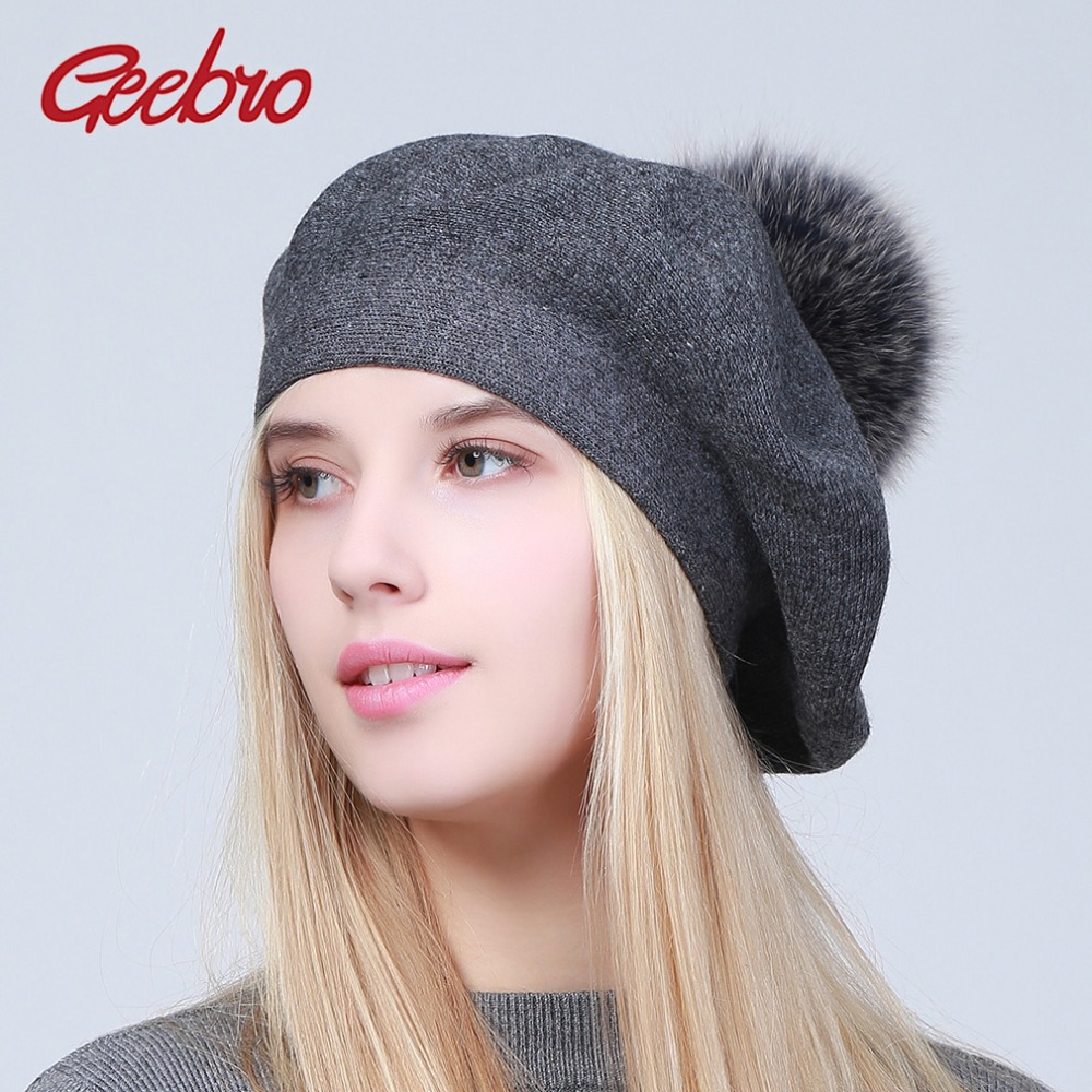 Beret French Wool - Geebro женский берет, зимний повседневный вязаный