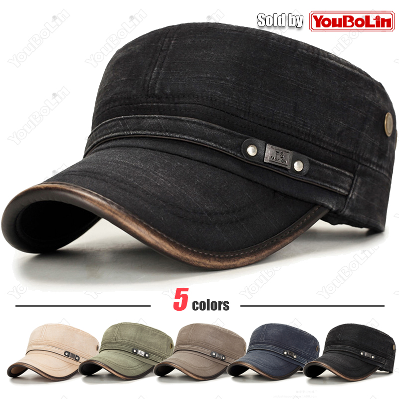 Dad Hat Cotton - Кожаные поля, потертые хлопковые регулируемые военные