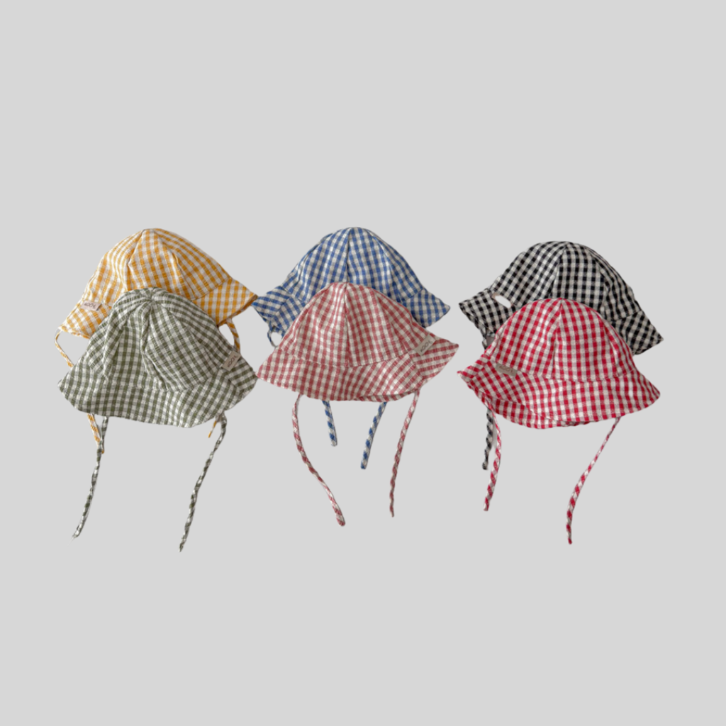 Bucket Hat Cotton - Ins Стильная клетчатая детская панама, весна-лето,