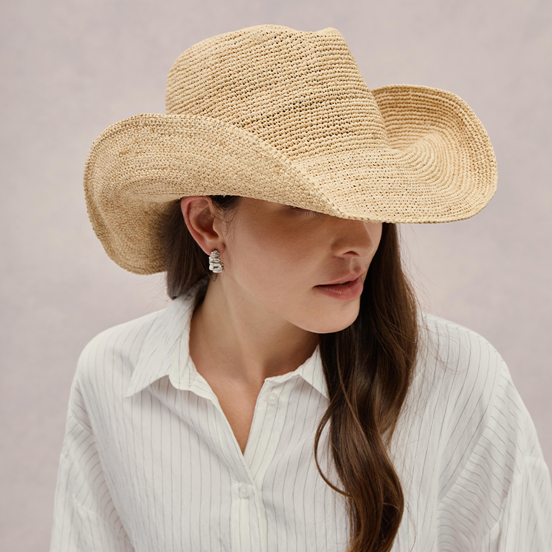 Cowboy Hat Straw - Элитная соломенная шляпа из рафии ручной